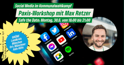 Sharepic Einladung Foto Max Retzer Handy im Hintergrund