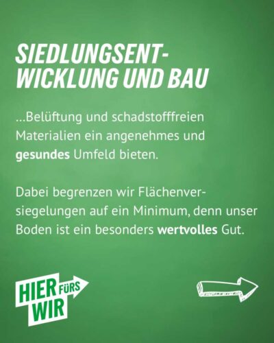 Wahlprogramm Siedlungswerk und Bau